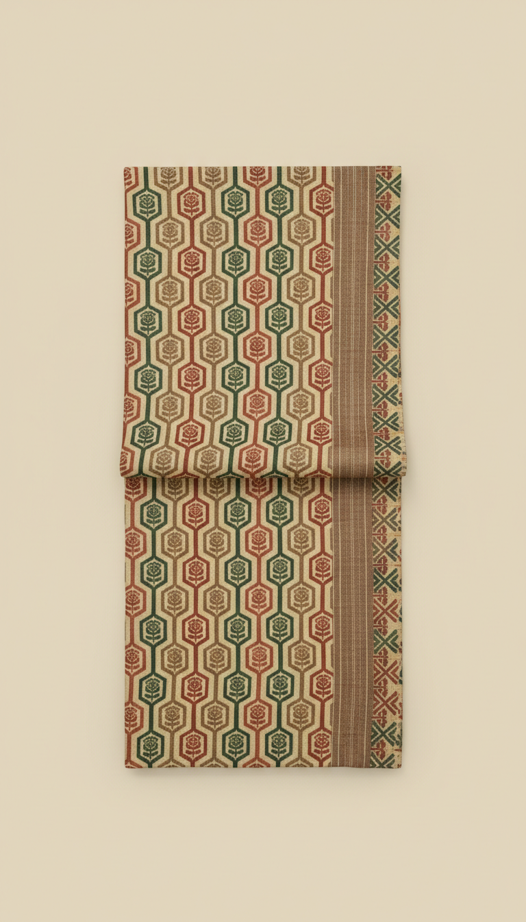 Rose Sand Geometric Pattern Cotton Saree