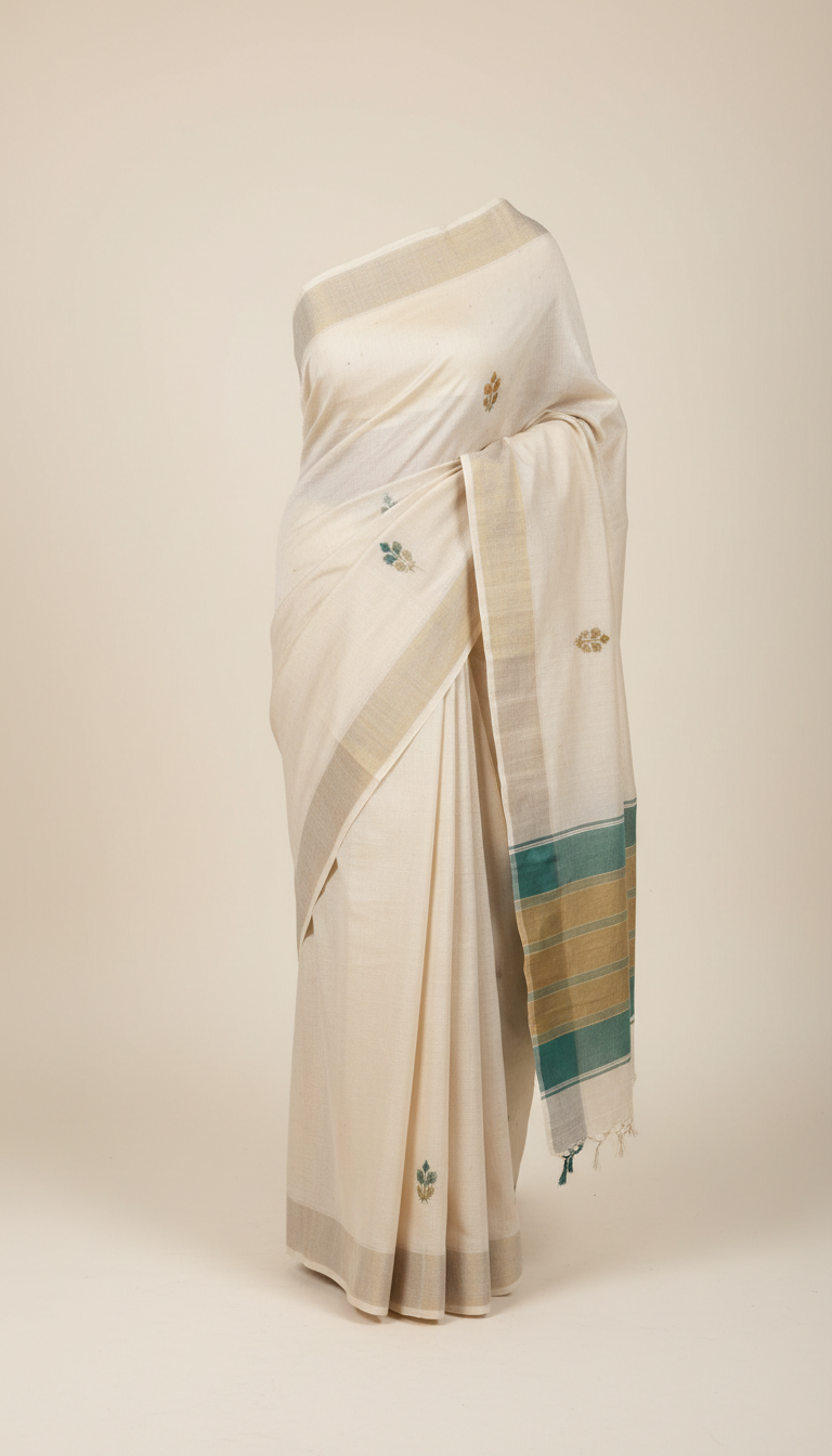 Ivory Cotton Signature Handloom Saree