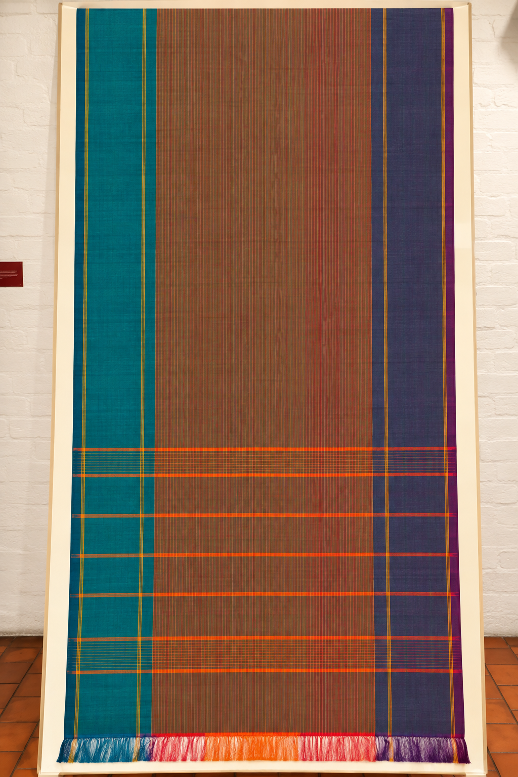 Terracotta & Teal Color-Block Handloom Cotton Saree
