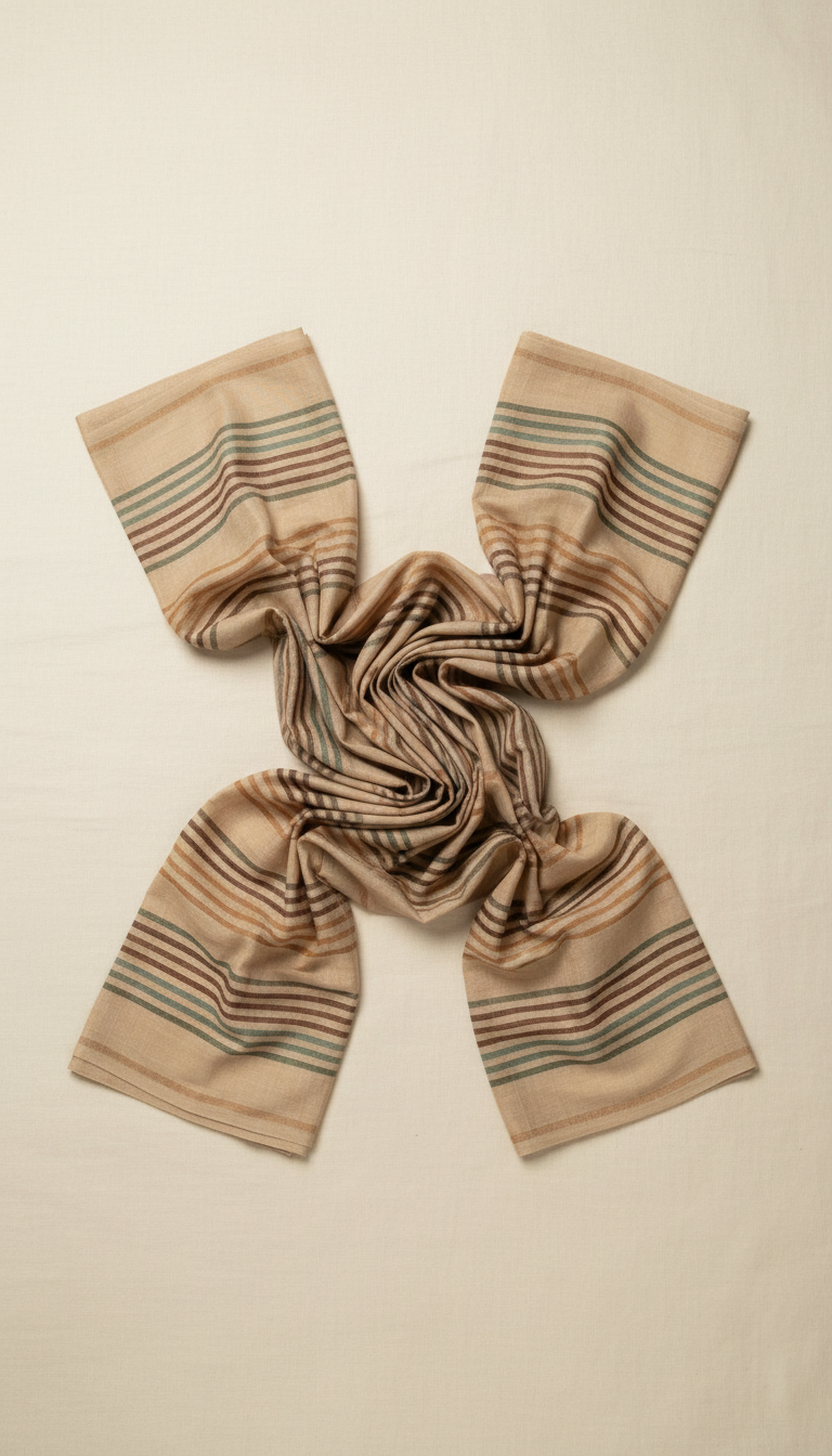 Almond Beige Linear Motif Cotton Saree